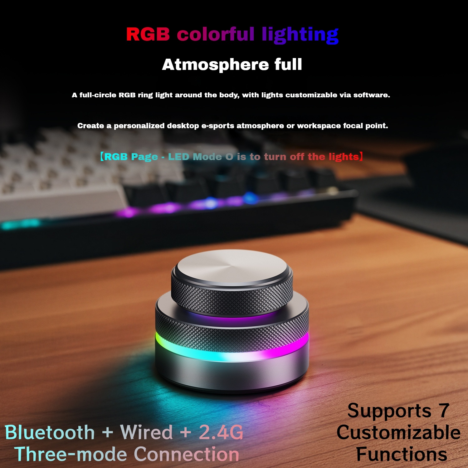 Gaming Keyboard Wireless - RGB Dual Knob Keyboard Customizable Multimedia