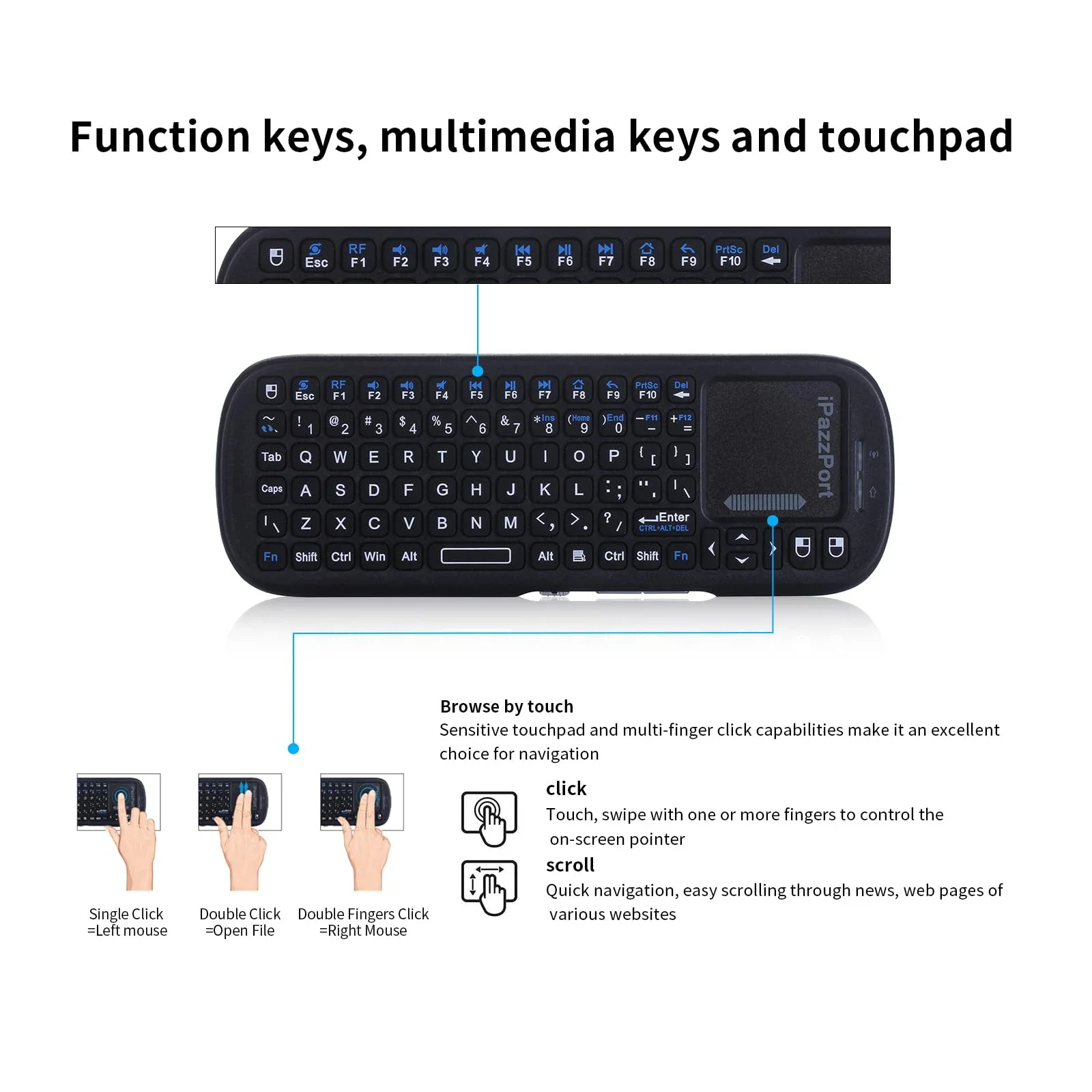 IPazzPort Mini Bluetooth & 2.4 - Gaming Keyboard Mechanical Wireless ulasan dan harga