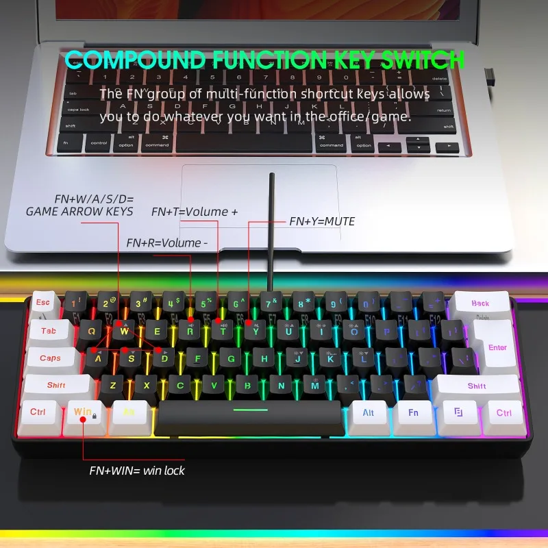 Keyboard and Mouse 60% Compute - Gaming Keyboard And Mouse Combo Wireless ulasan dan harga