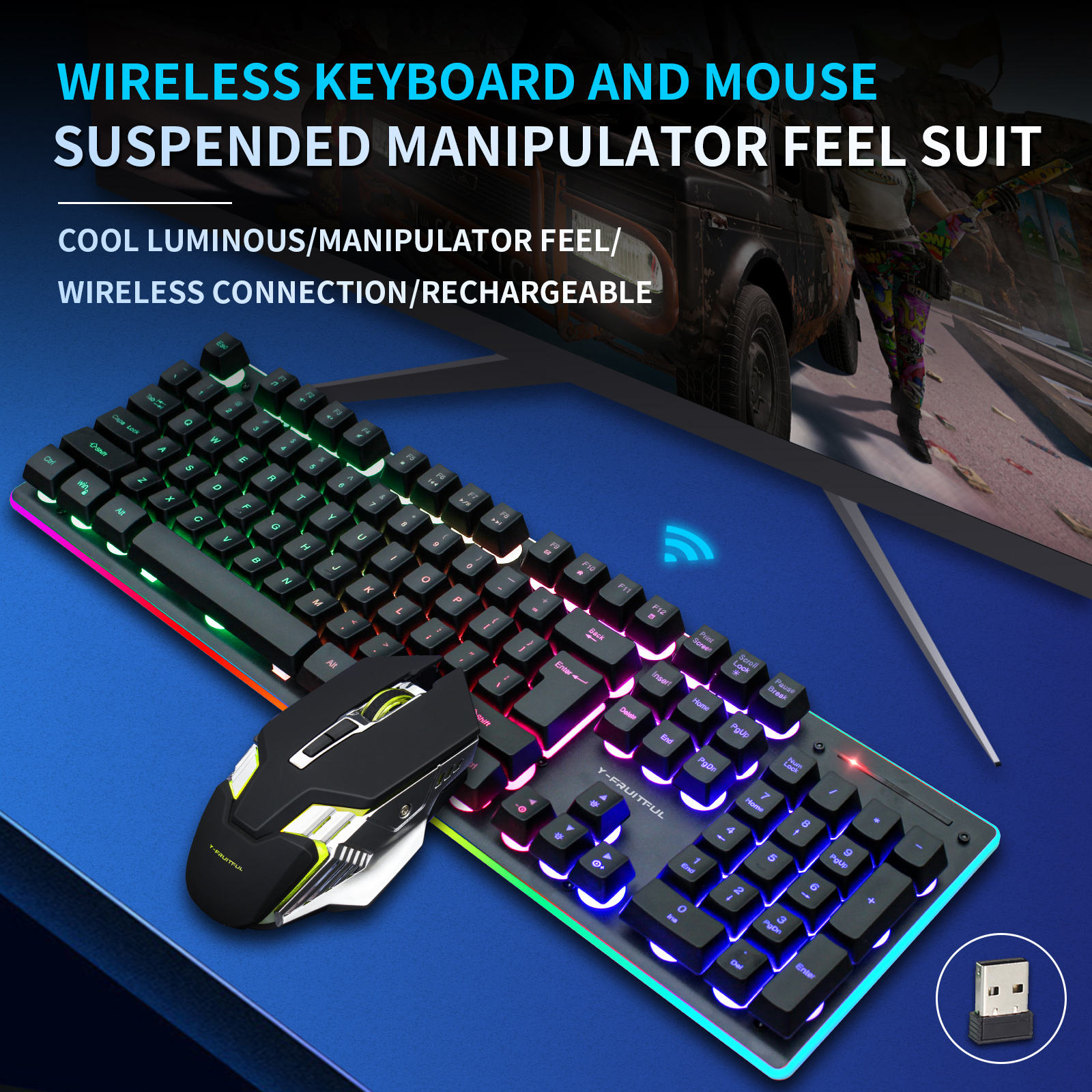 104 Keys RGB Computer Wireless - Gaming Keyboard And Mouse Combo Wireless ulasan dan harga