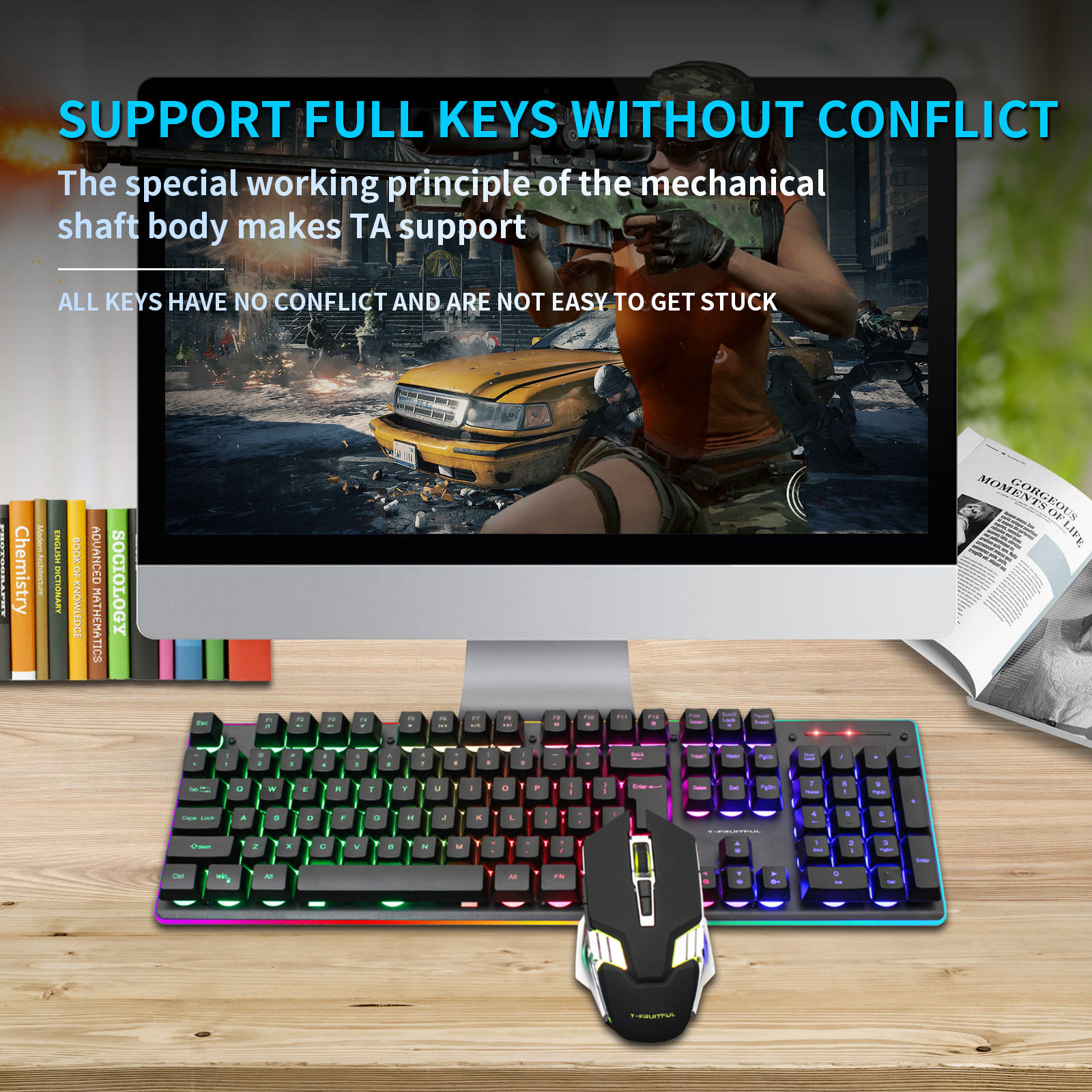 104 Keys RGB Computer Wireless - Gaming Keyboard And Mouse Combo Wireless ulasan dan harga