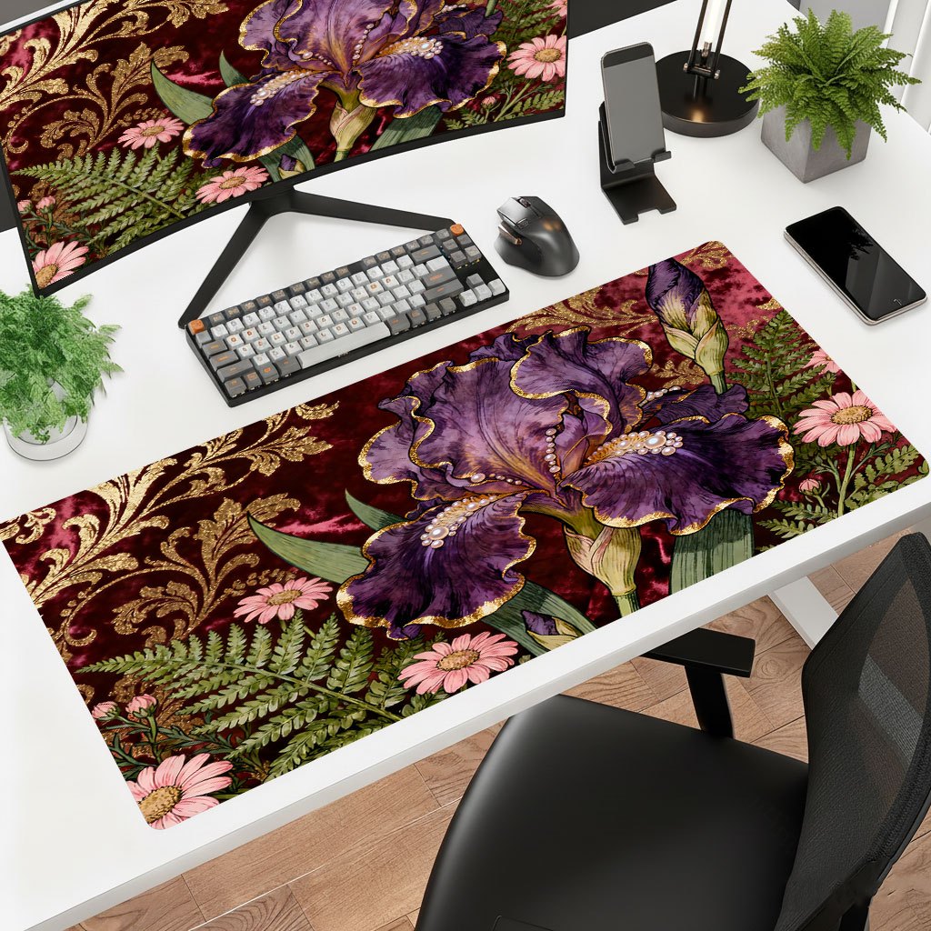 Brand Purple Floral Mouse Pad  - Gaming Keyboard Brand ulasan dan harga