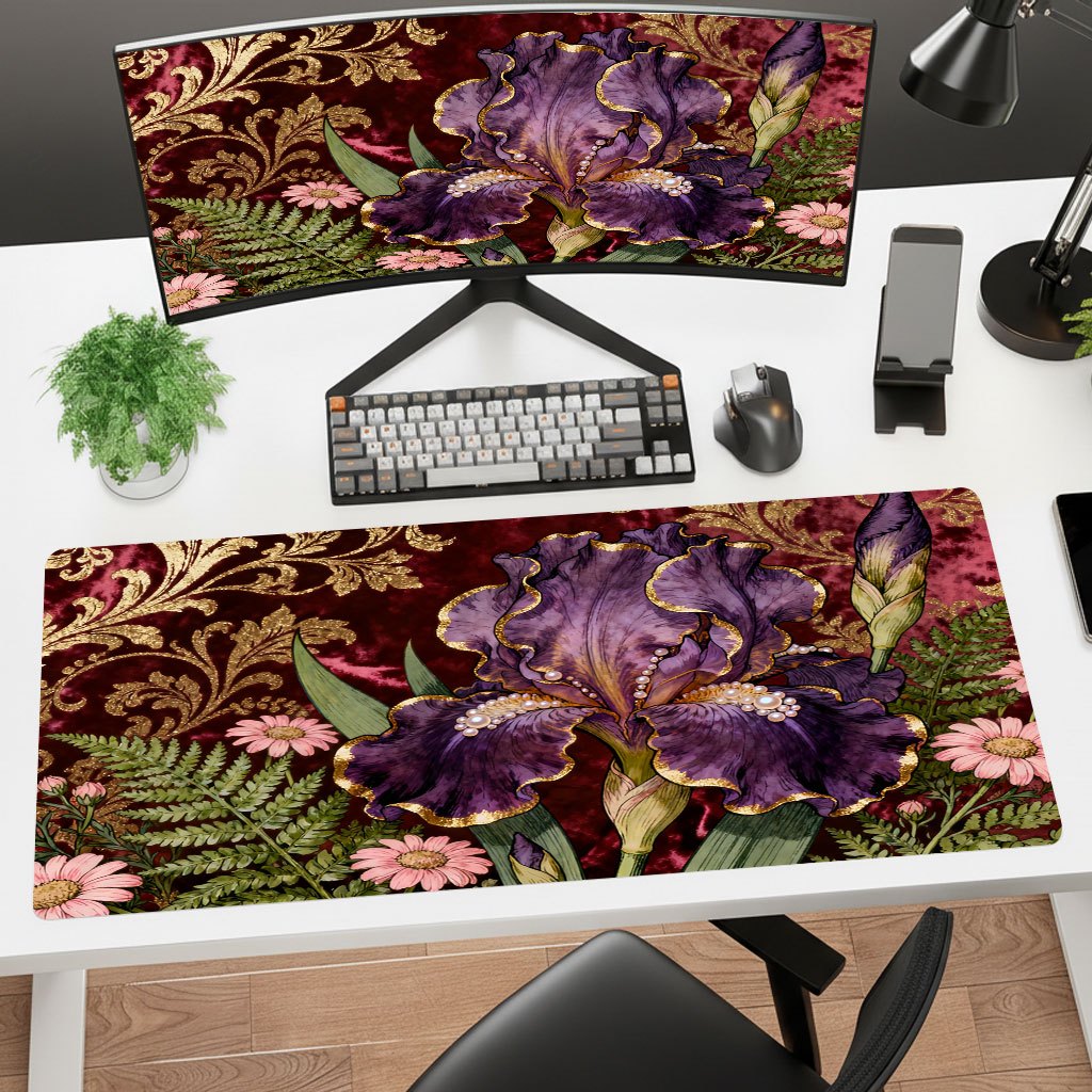 Brand Purple Floral Mouse Pad  - Gaming Keyboard Brand ulasan dan harga